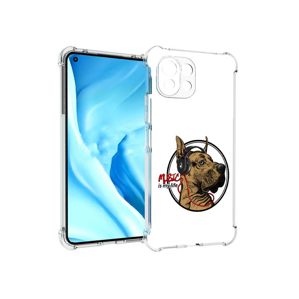 

Чехол MyPads Tocco для Xiaomi Mi 11 Lite музыкальная собака (PT159462.256.490), Прозрачный, Tocco