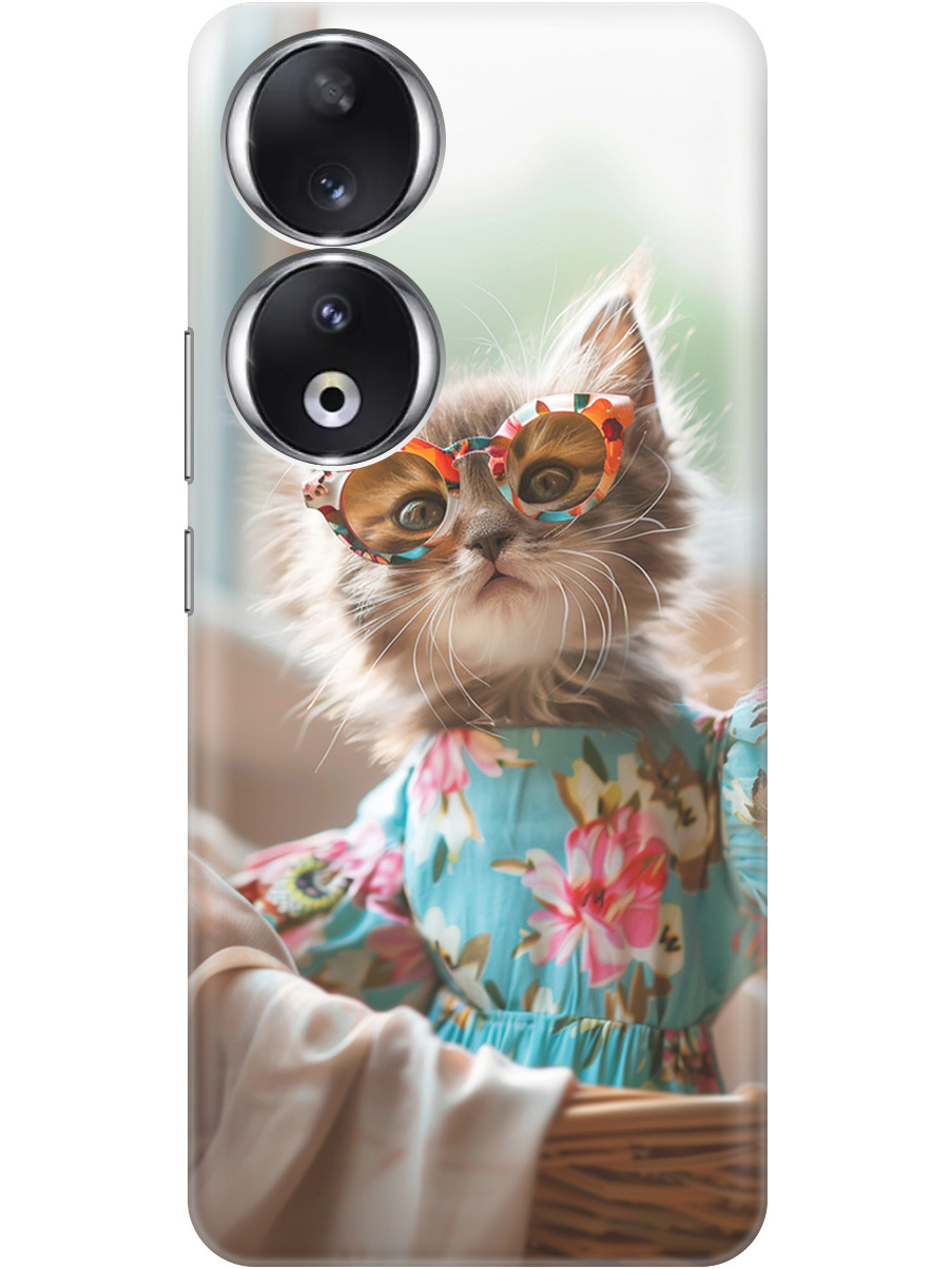 

Силиконовый чехол на Honor 90 с рисунком "Кошечка в голубом платье", Белый;голубой;серый, 20001429