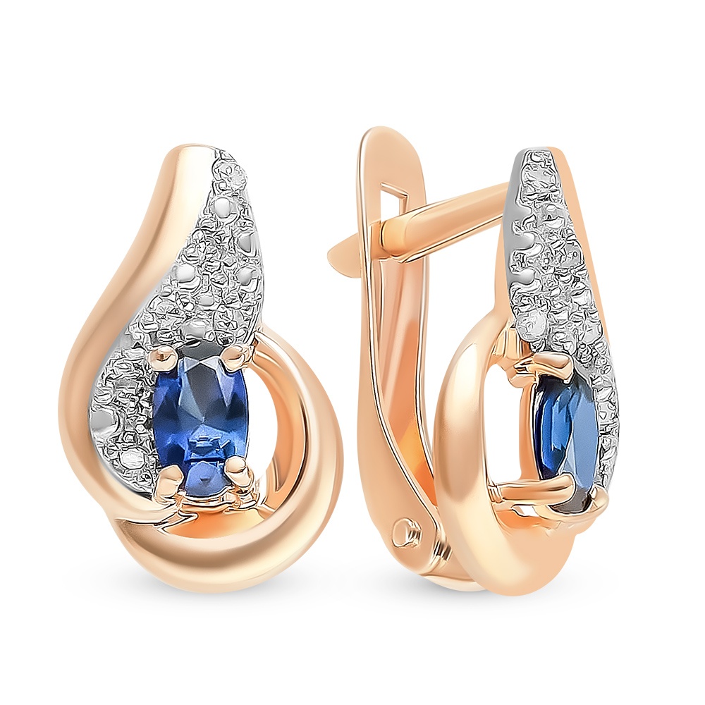

Серьги из красного золота 585Gold 102008798, сапфир/бриллиант, 102008798