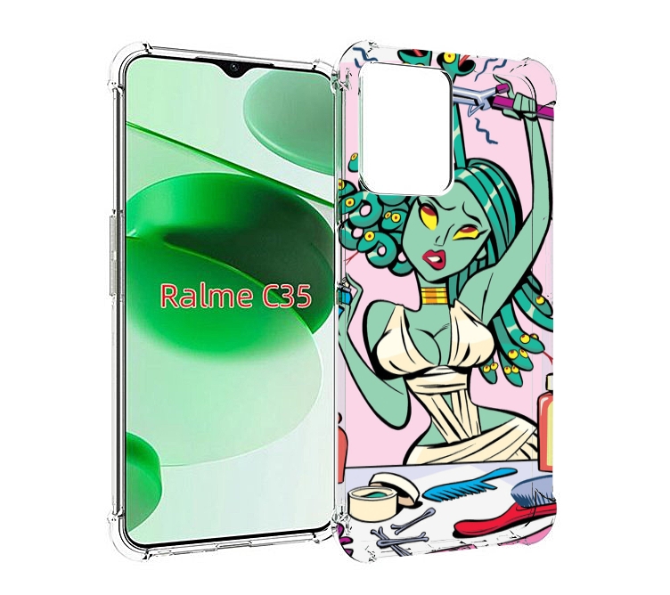 

Чехол MyPads медуза расчесывается женский для Realme C35 / Narzo 50A Prime, Прозрачный, Tocco