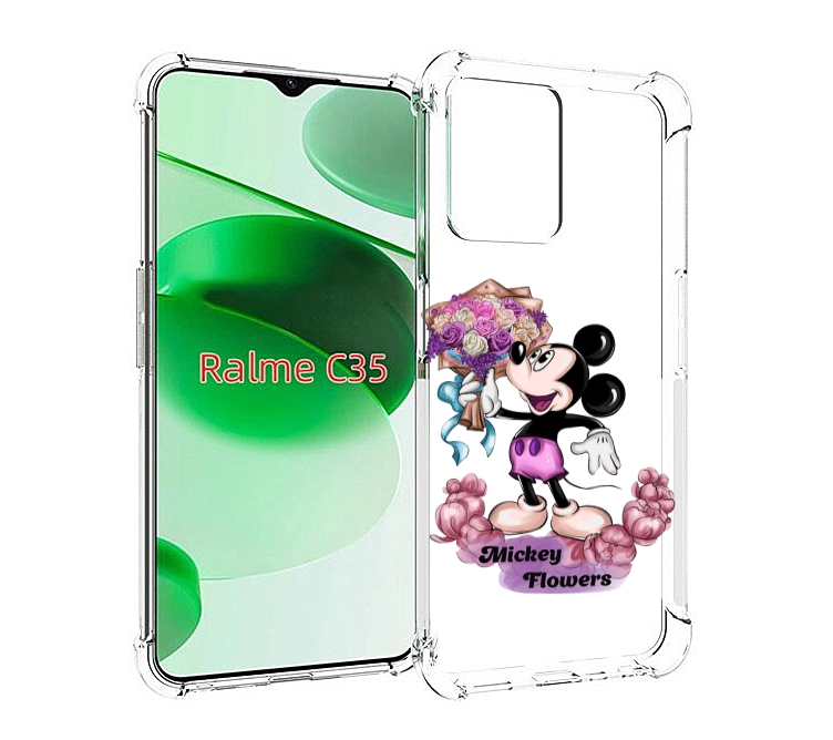 

Чехол MyPads микки-с-цветами женский для Realme C35 / Narzo 50A Prime, Прозрачный, Tocco