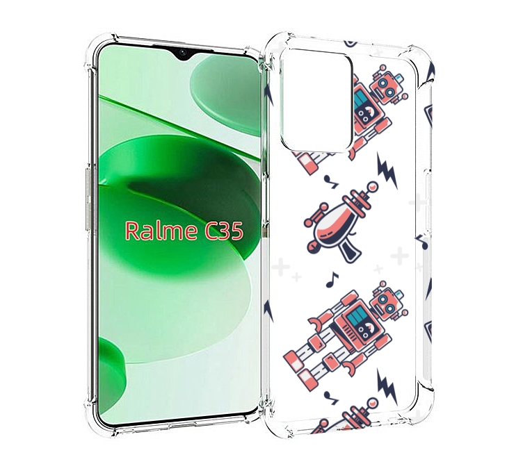 

Чехол MyPads мини-роботы для Realme C35 / Narzo 50A Prime, Прозрачный, Tocco