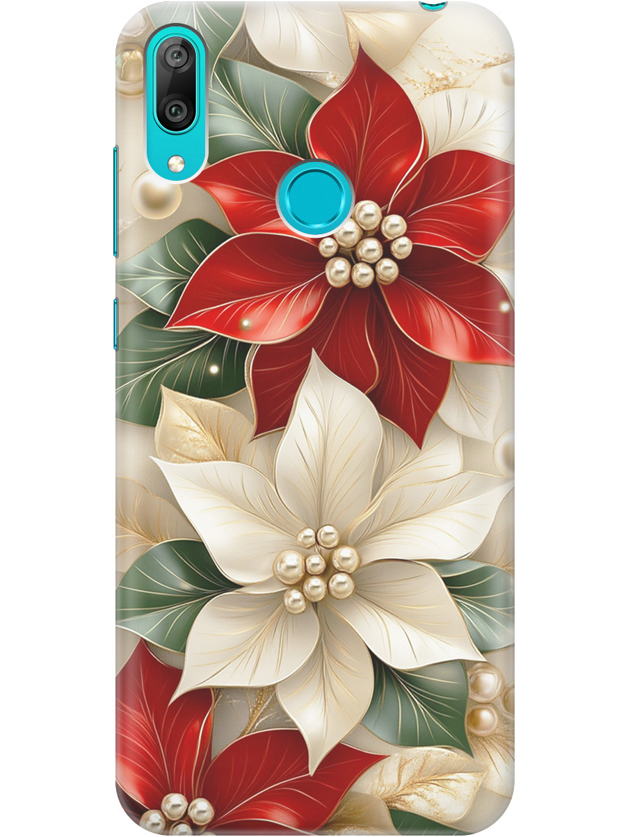 

Силиконовый чехол на Huawei Y7 (2019) с принтом "Цветы и бусы", Прозрачный;бежевый;красный, 720668221