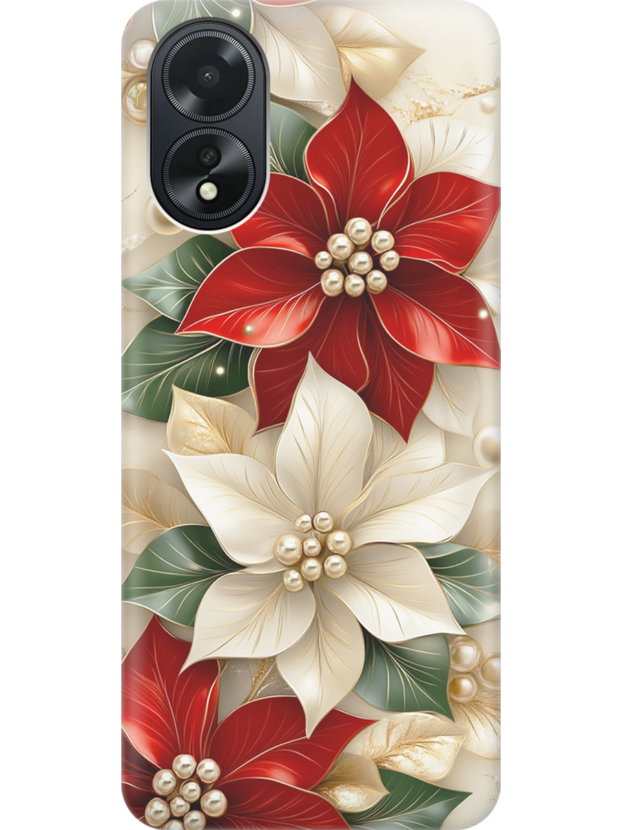 

Силиконовый чехол на Oppo A18 / A38 с принтом "Цветы и бусы", Прозрачный;бежевый;красный, 777772121