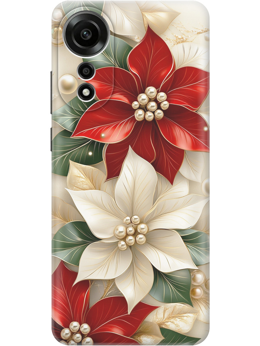 

Силиконовый чехол на Oppo A78 4G с принтом "Цветы и бусы", Прозрачный;бежевый;красный, 782630021