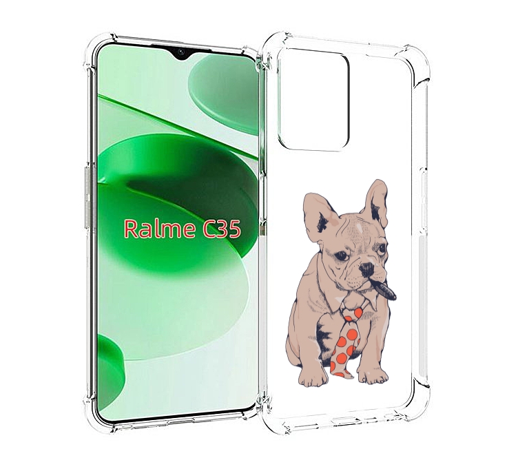 

Чехол MyPads бульдог с сигарой для Realme C35 / Narzo 50A Prime, Прозрачный, Tocco