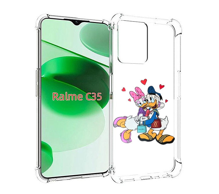 

Чехол MyPads модные-влюбленные-утки для Realme C35 / Narzo 50A Prime, Прозрачный, Tocco