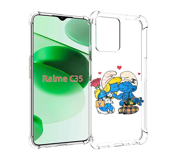 

Чехол MyPads модные-смурфики для Realme C35 / Narzo 50A Prime, Прозрачный, Tocco