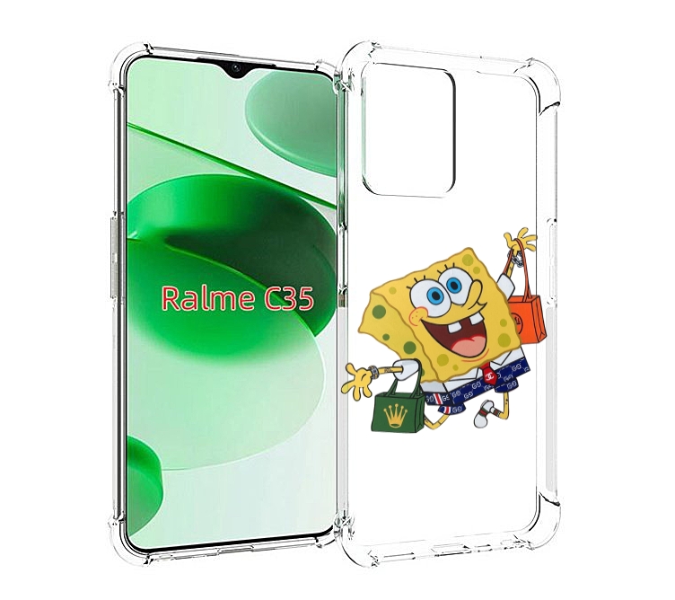 

Чехол MyPads модный-спанч-боб для Realme C35 / Narzo 50A Prime, Прозрачный, Tocco