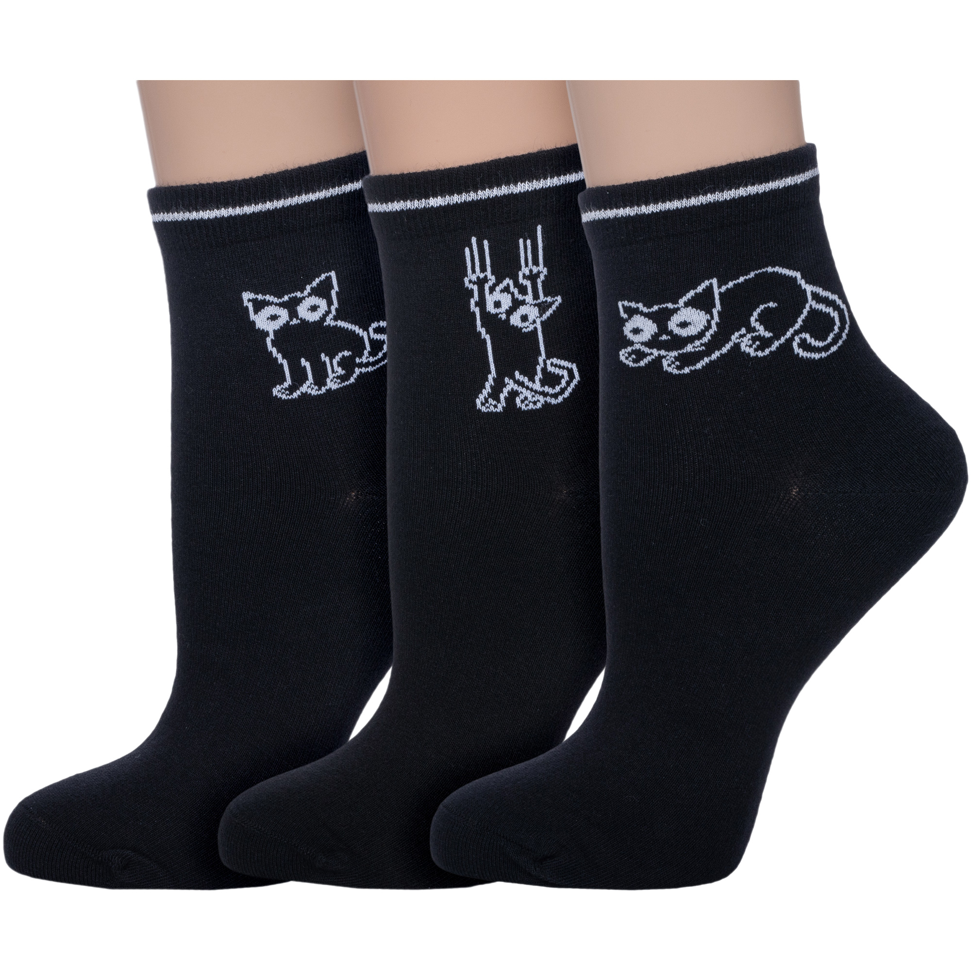 Комплект носков женских АКОС 3-FW41 черных 23-25