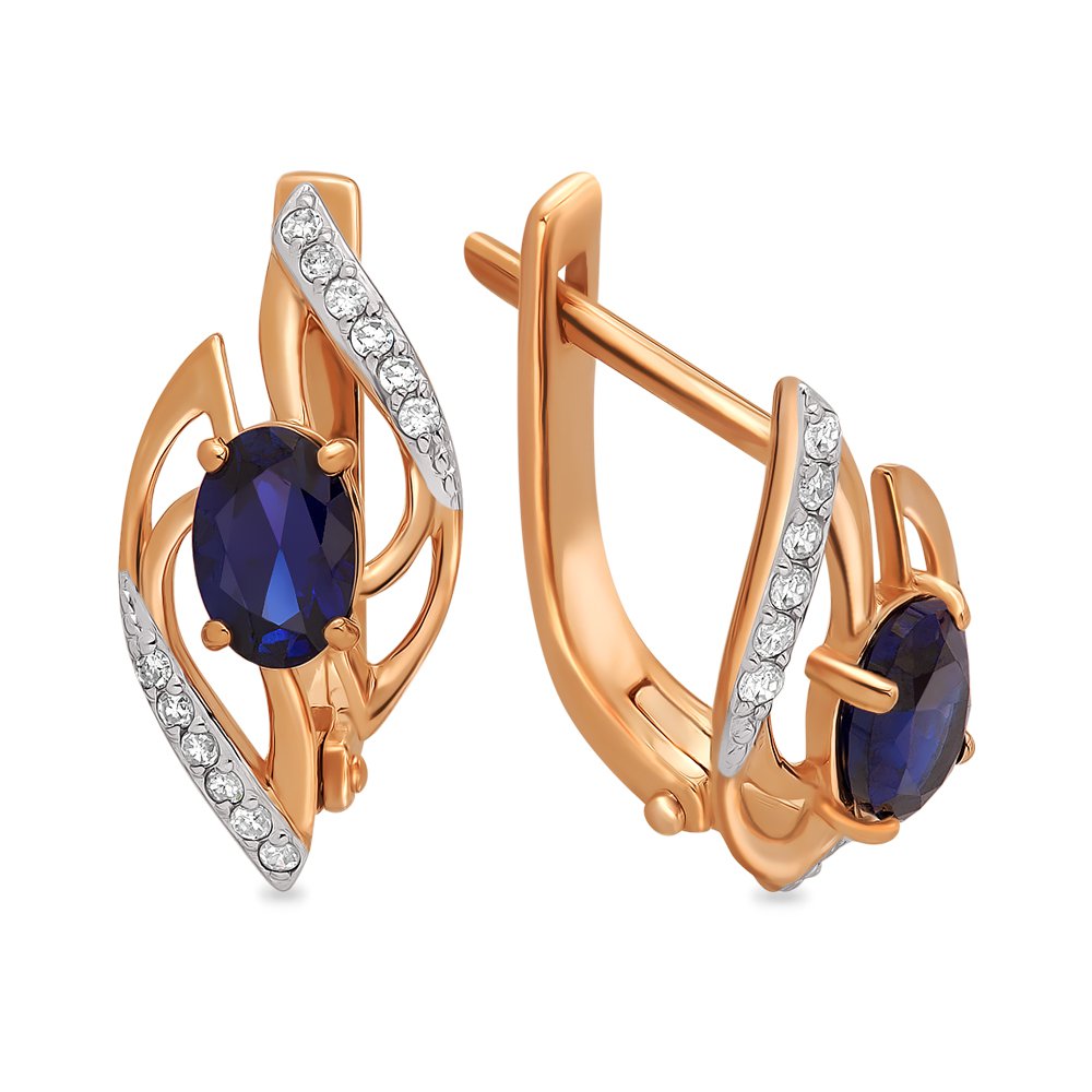 

Серьги из красного золота 585Gold 102004526, сапфир/бриллиант, 102004526