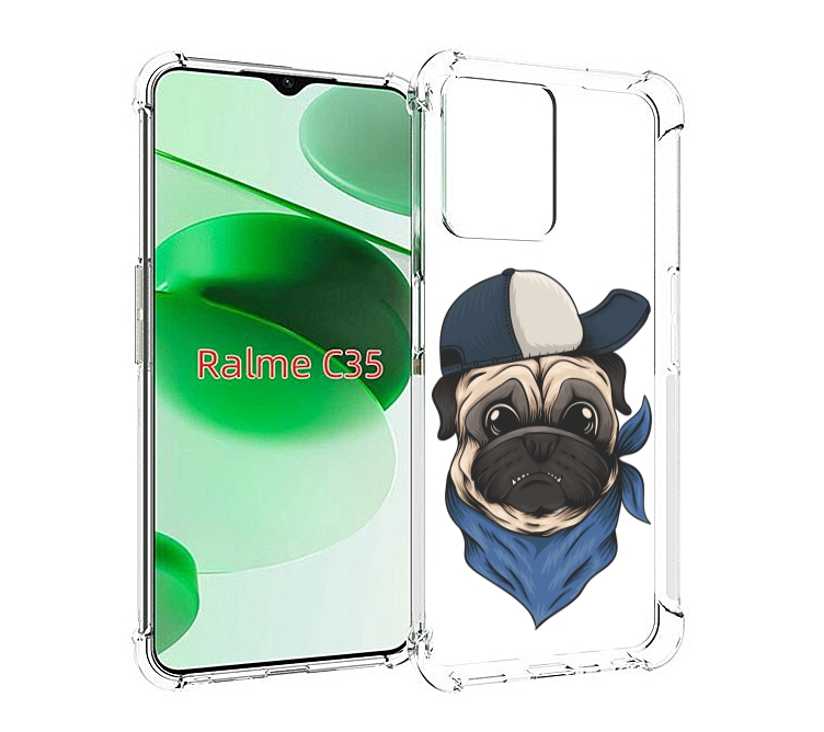 

Чехол MyPads мопс-в-кепке для Realme C35 / Narzo 50A Prime, Прозрачный, Tocco
