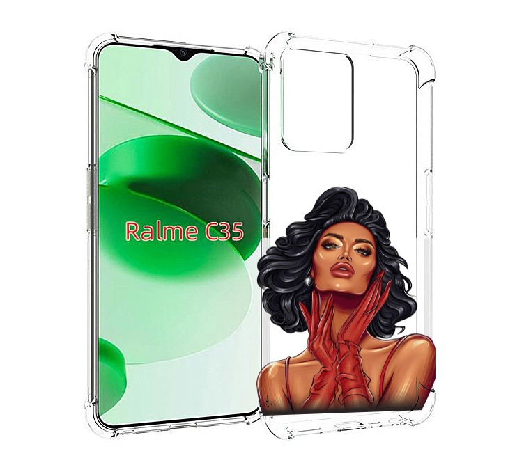 

Чехол MyPads мулатка-в-перчатках женский для Realme C35 / Narzo 50A Prime, Прозрачный, Tocco