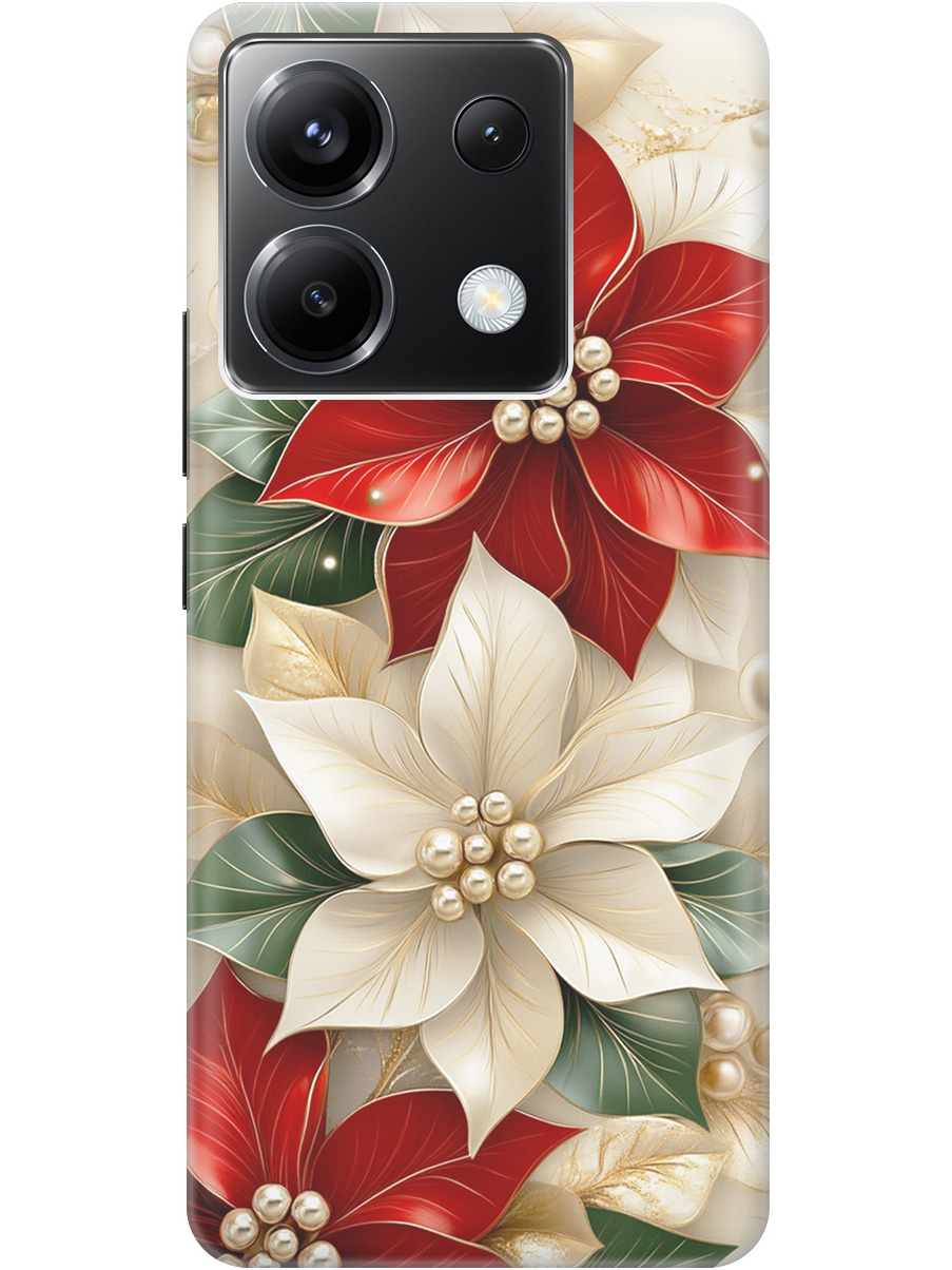 

Силиконовый чехол на Xiaomi Redmi Note 13 Pro 5G, Poco X6 5G с принтом "Цветы и бусы", Прозрачный;бежевый;красный, 779827921