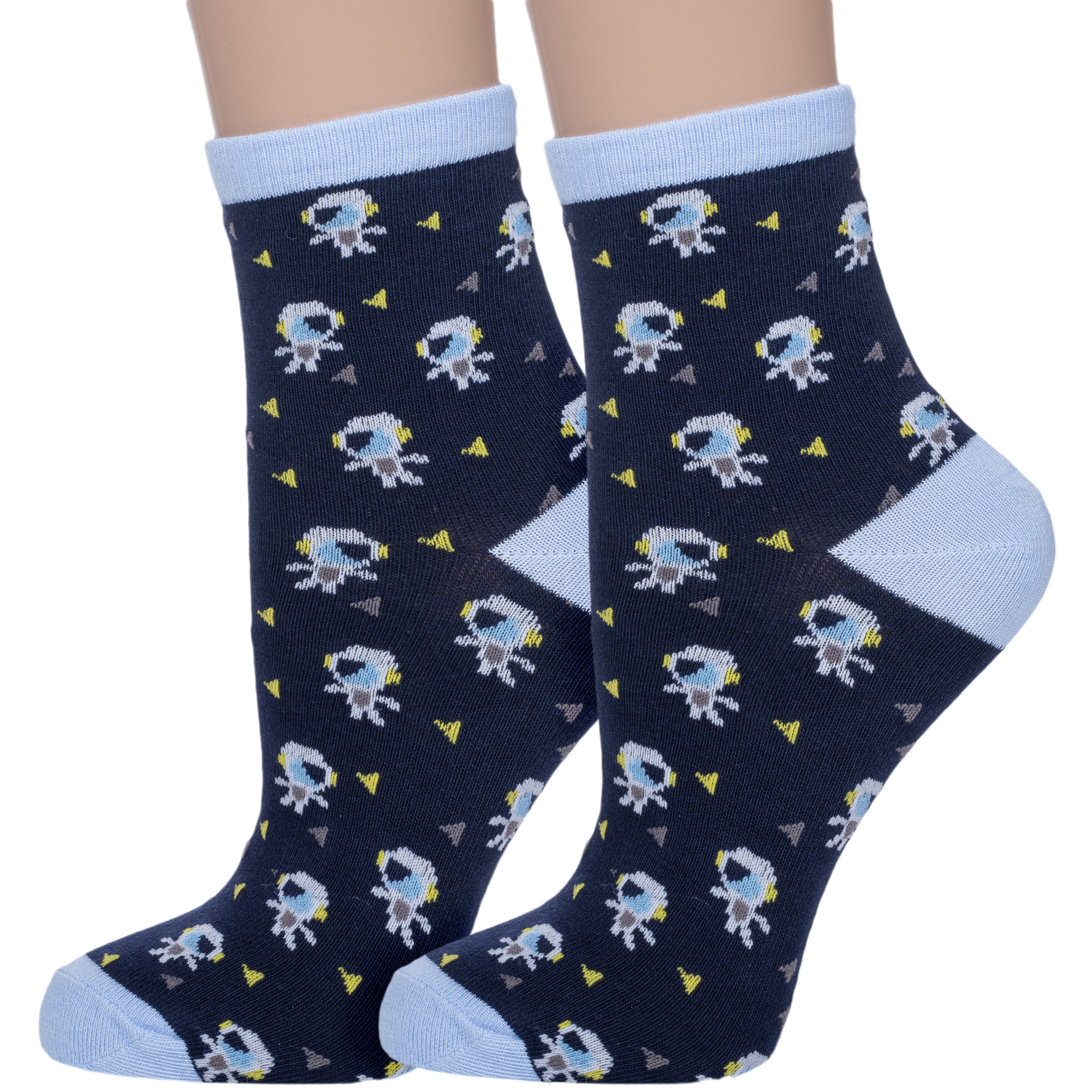 Носки детские АКОС 2-CK41900, синий; голубой, 20 носки детские плюшевые черные с рисунком в виде космонавтов