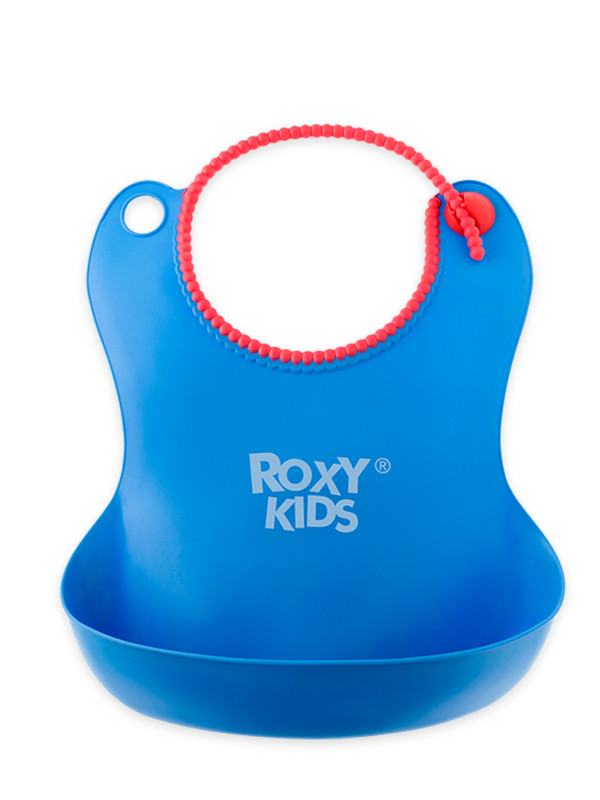 Детский силиконовый нагрудник для кормления с карманом,  ROXY-KIDS, цвет синий