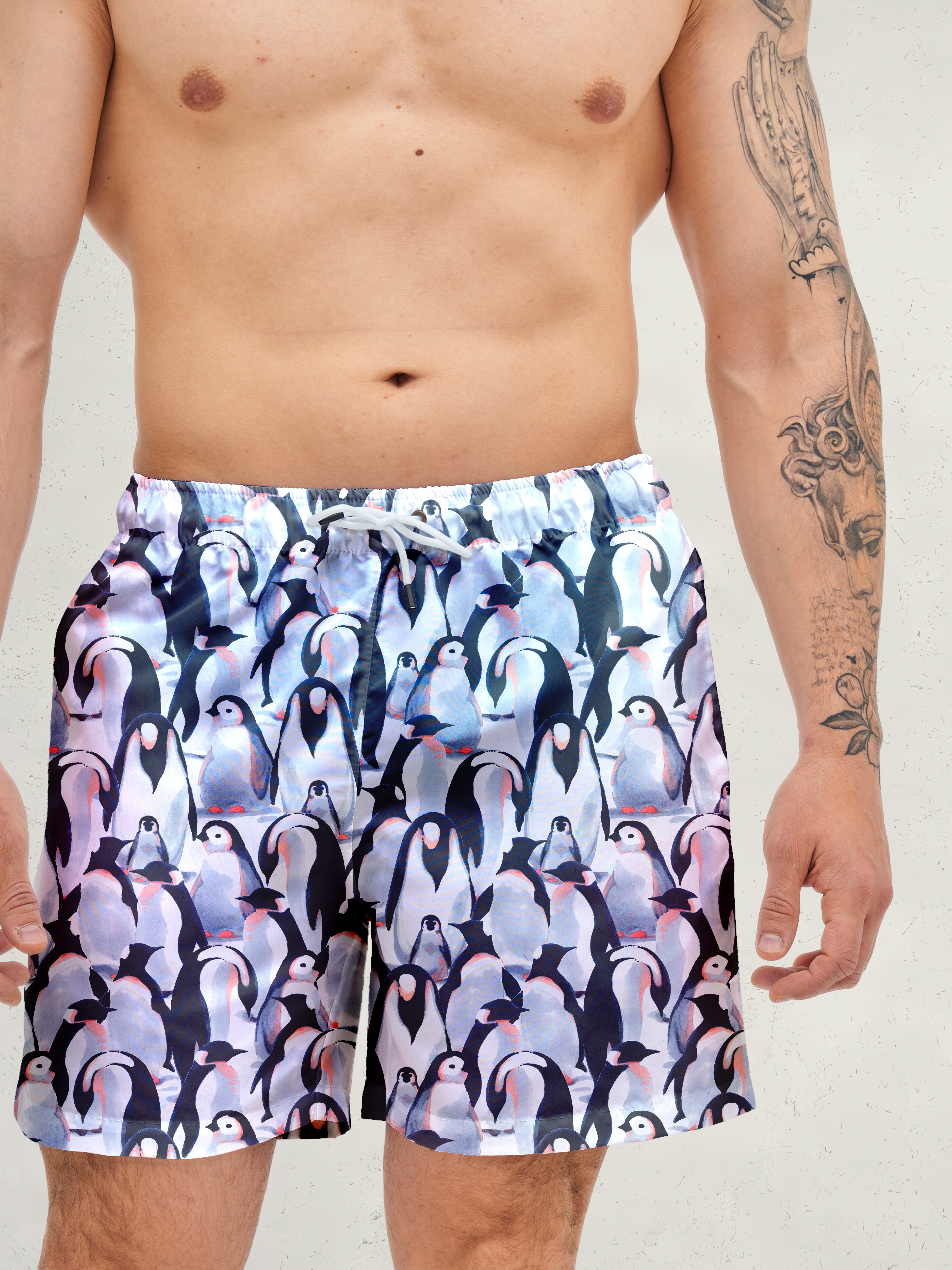 Повседневные шорты мужские Пингвины серые 4XL