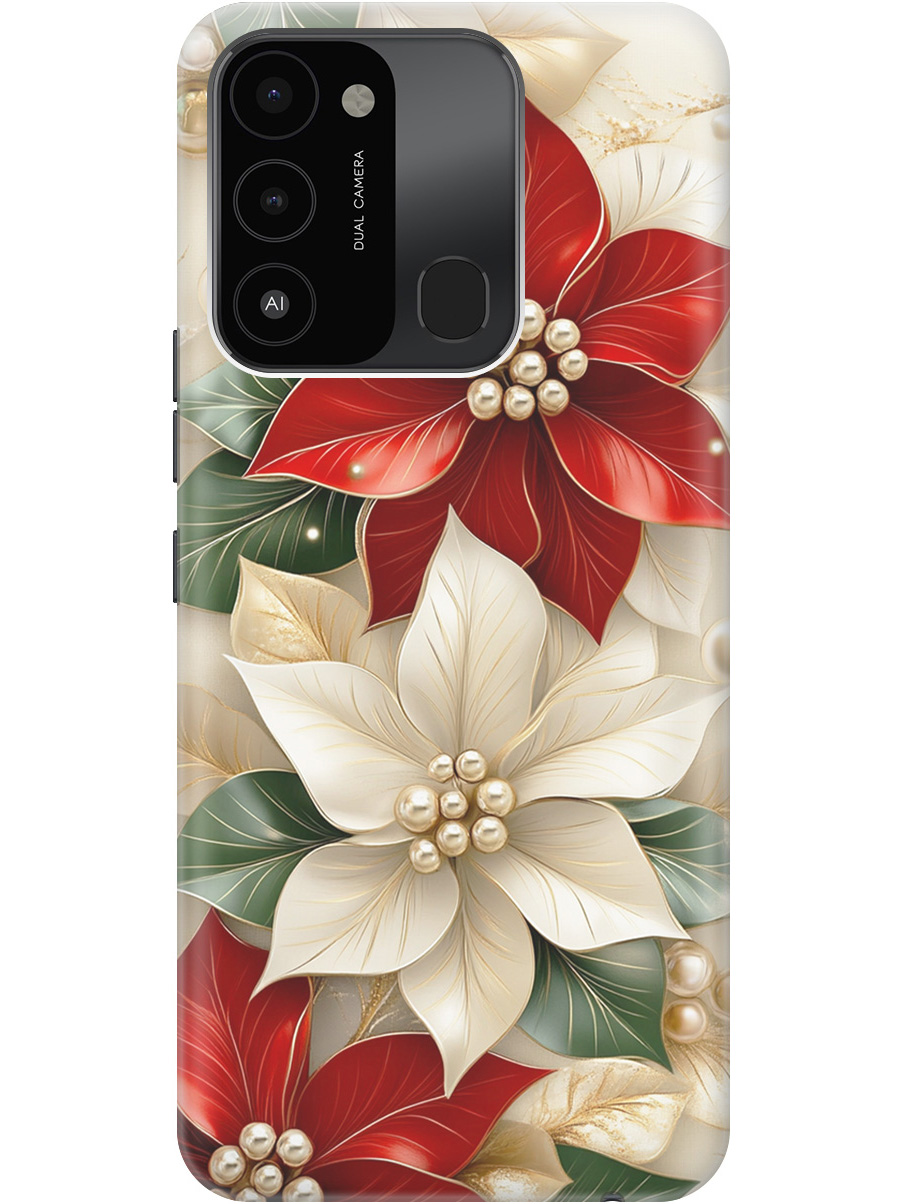 

Силиконовый чехол на Tecno Spark 8C / Go 2022 с принтом "Цветы и бусы", Прозрачный;бежевый;красный, 778678021
