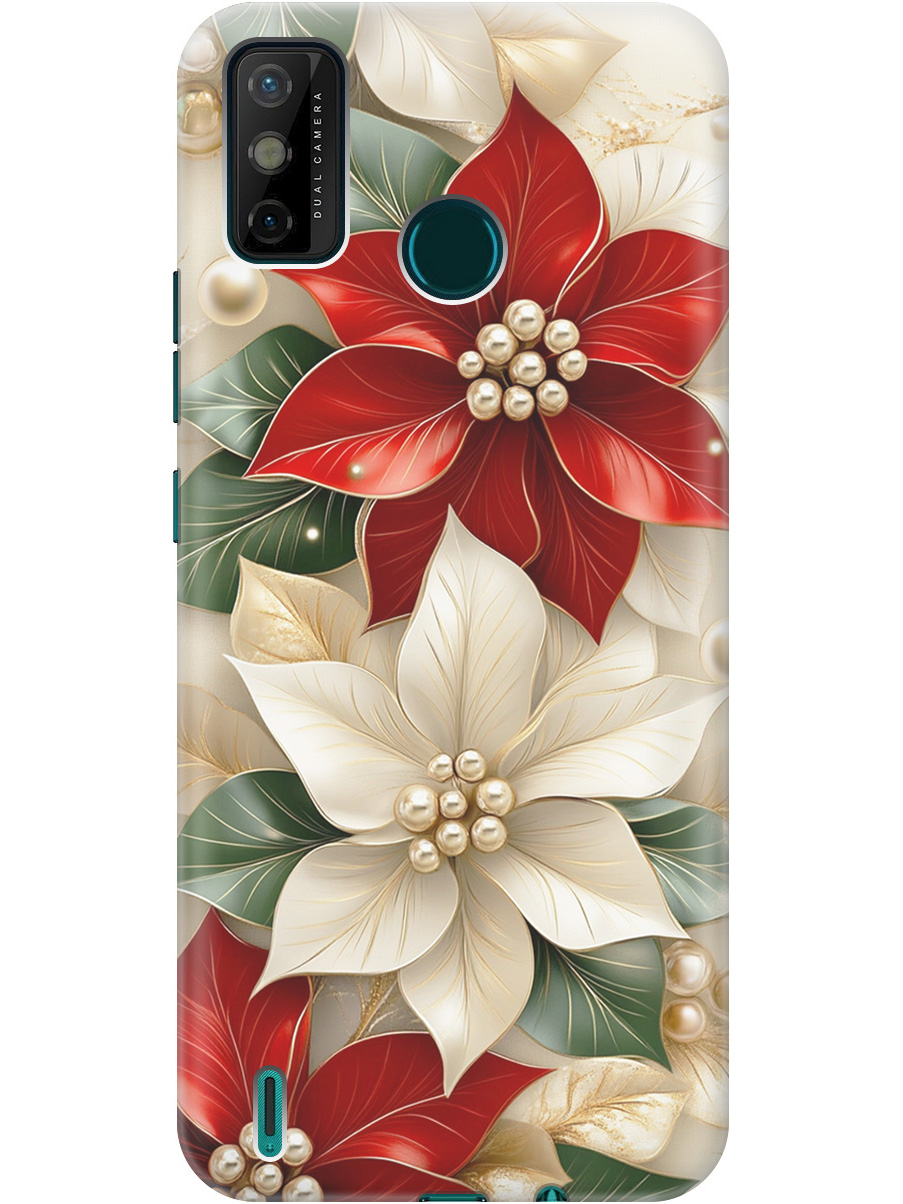 

Силиконовый чехол на Tecno Spark 6 Go с принтом "Цветы и бусы", Прозрачный;бежевый;красный, 741735621