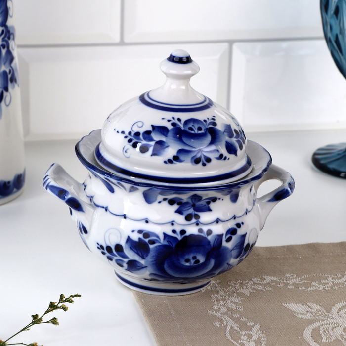 

Сахарница 2996748 Бутон, 18х13х15 см, гжель, Белый;синий