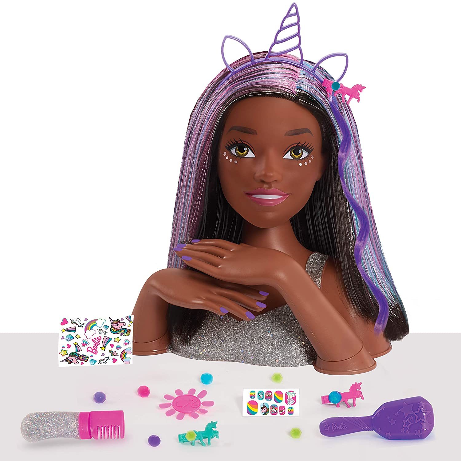 

Торс для причесок Barbie Deluxe 20-Piece Glitter Черные волосы 63526