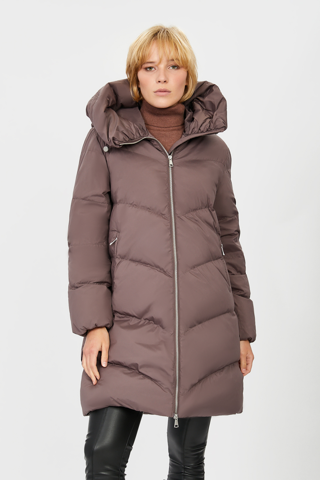 фото Пуховик женский baon b001518 коричневый xs