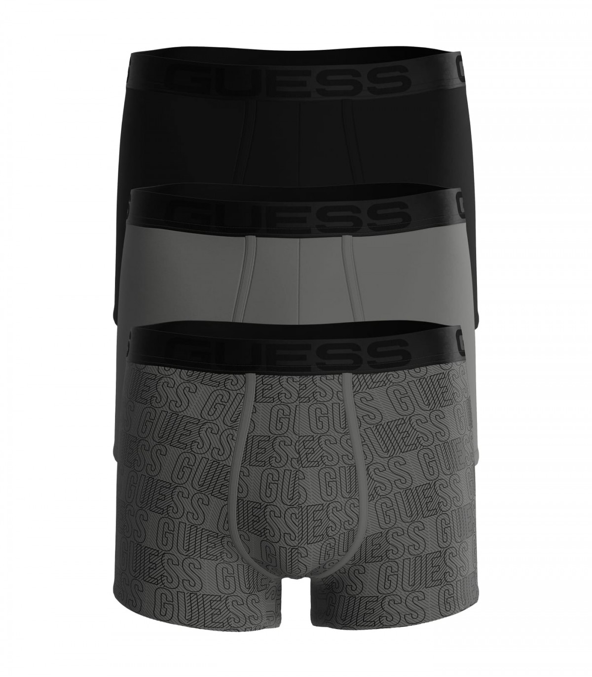 Комплект трусов мужских Guess Boxer U4YG05K6YW0 черный, серый L, 3 шт. Бангладеш черный,  серый