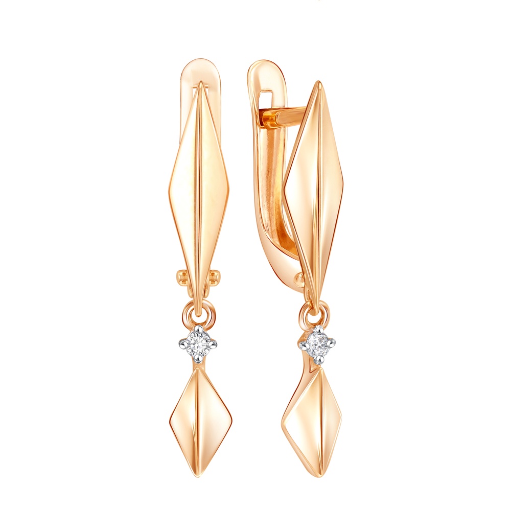 

Серьги подвески из красного золота 585Gold 302007049, фианит, 302007049