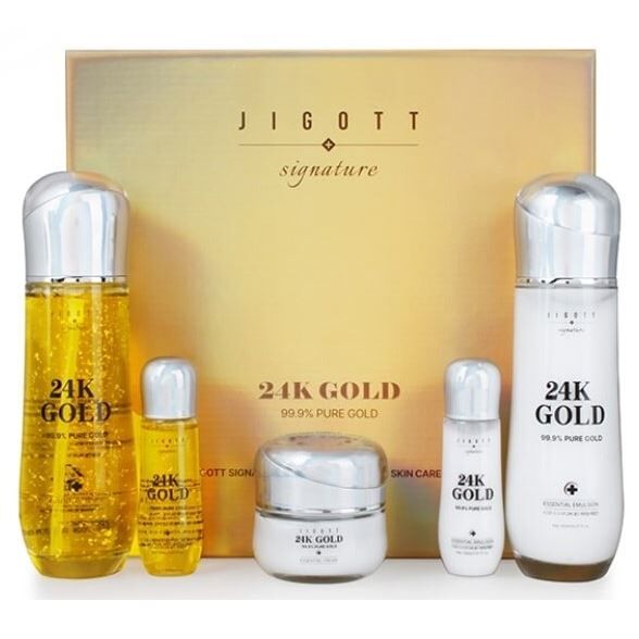 Подарочный набор с золотом Jigott Signature 24K Gold Essential Skin Care 3Set мягкая желатиновая капсула multivite gold essential vitamins
