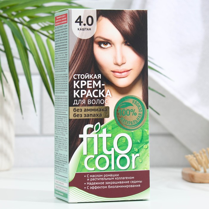 

Стойкая крем-краска для волос Fitocolor, тон каштан, 115 мл, Коричневый, Fitocolor