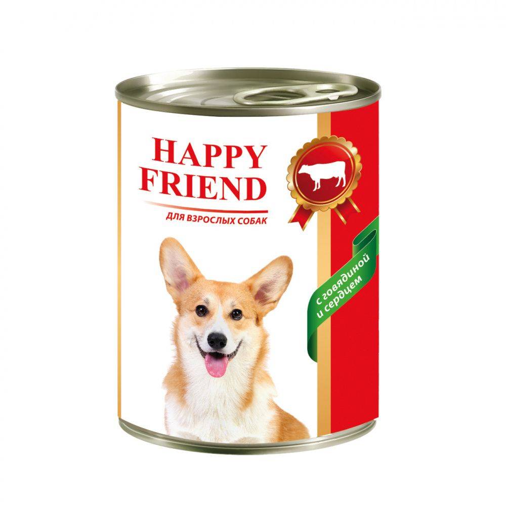 фото Влажный корм для собак happy friend с говядиной и сердцем, 20 шт по 410г