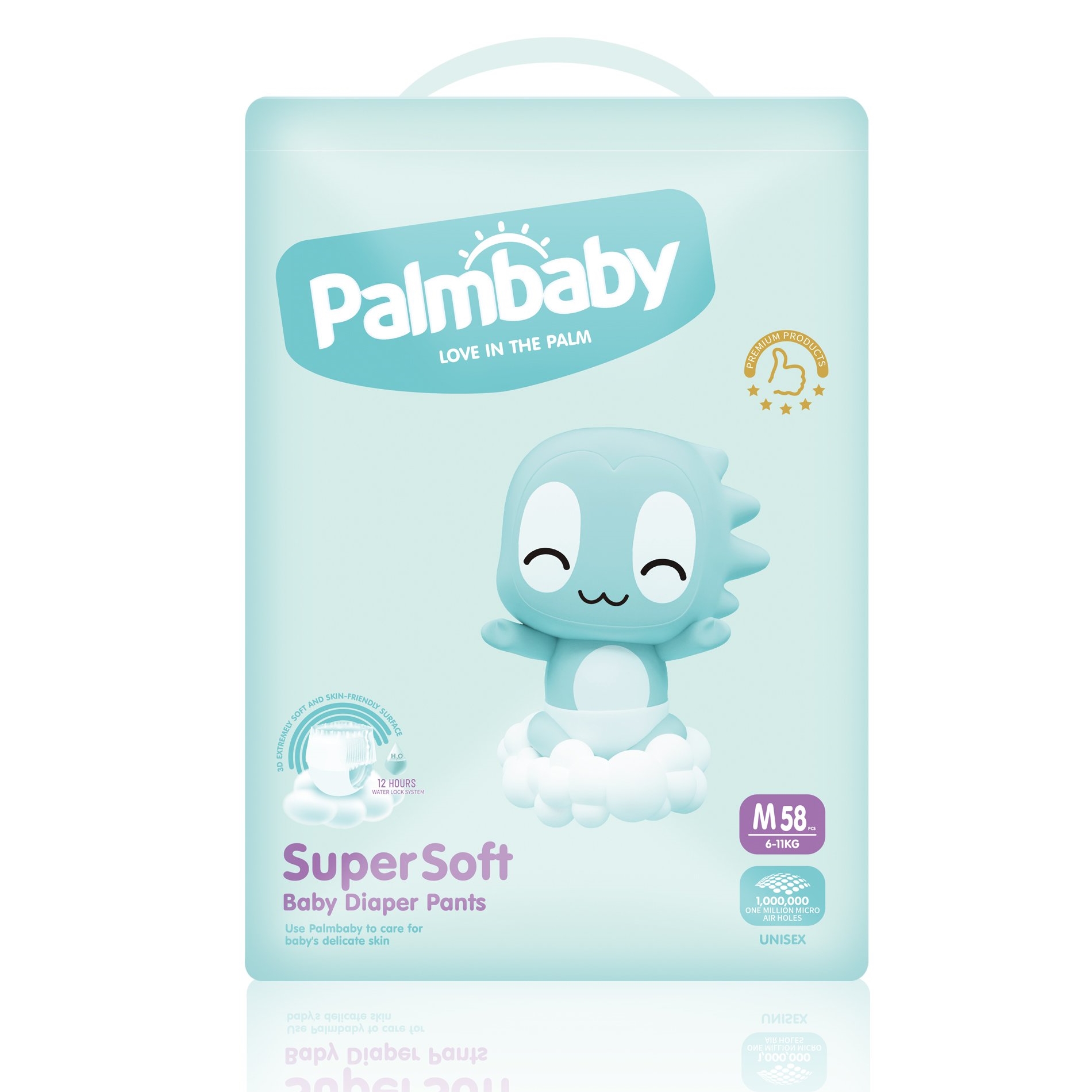 Подгузники-трусики детские Palmbaby Super Soft Premium M 6-11кг, 58 шт