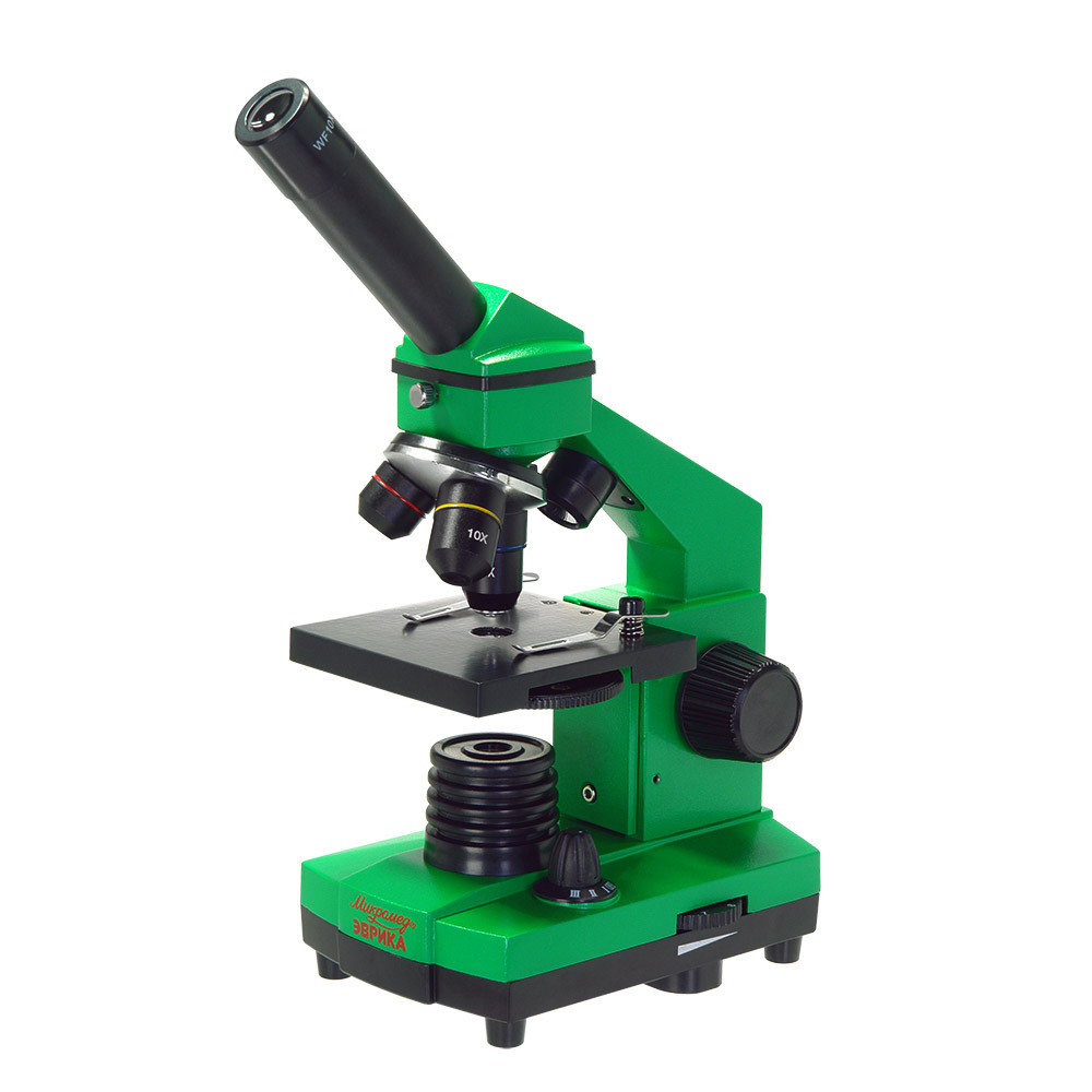 Микроскоп Микромед «Эврика» 40х–400х, лайм, в кейсе микроскоп школьный микромед эврика 40х 400х в кейсе лайм