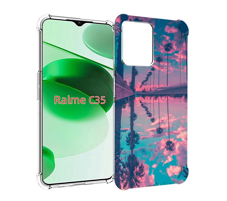 

Чехол MyPads отражение-пальм для Realme C35 / Narzo 50A Prime, Прозрачный, Tocco