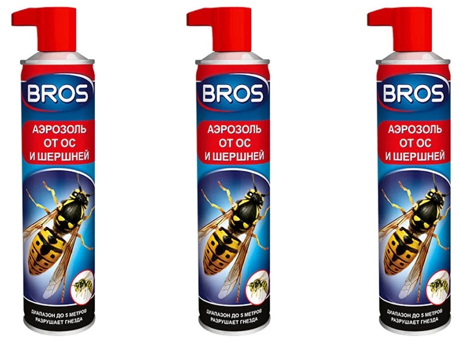 

Аэрозоль от ос и шершней Bros, 300 мл - 3 шт