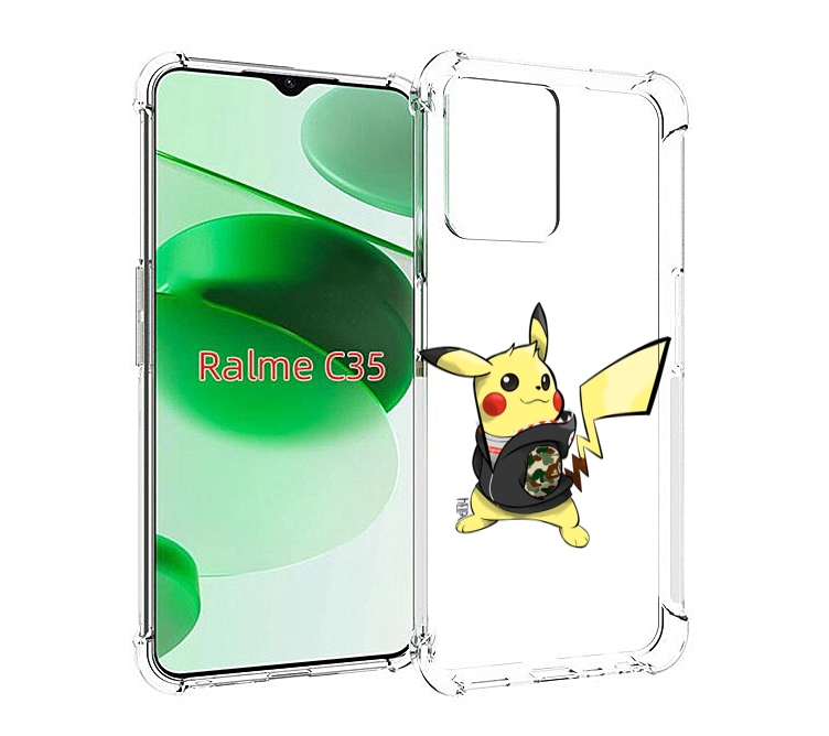

Чехол MyPads пикачу для Realme C35 / Narzo 50A Prime, Прозрачный, Tocco
