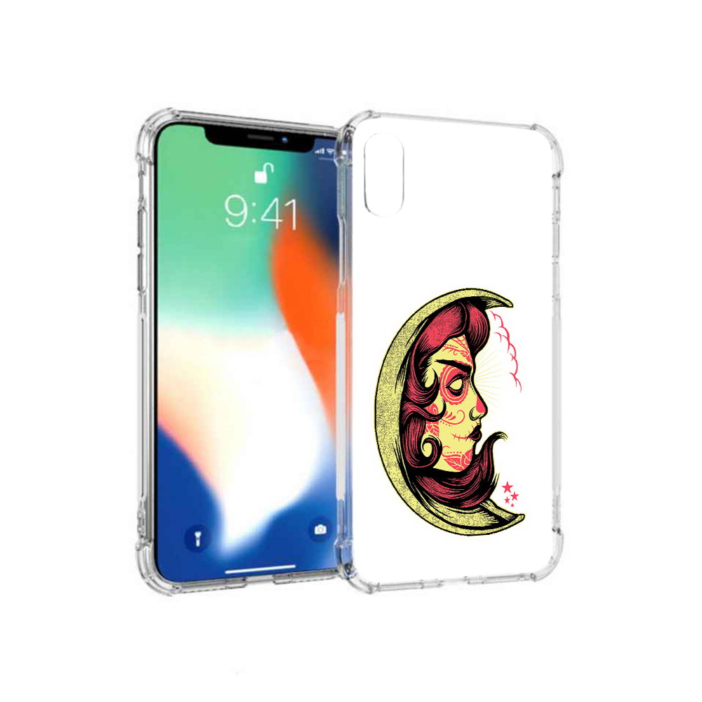 

Чехол MyPads Tocco для Apple iPhone XS Max желтый полумесяц с лицом девушки, Прозрачный, Tocco