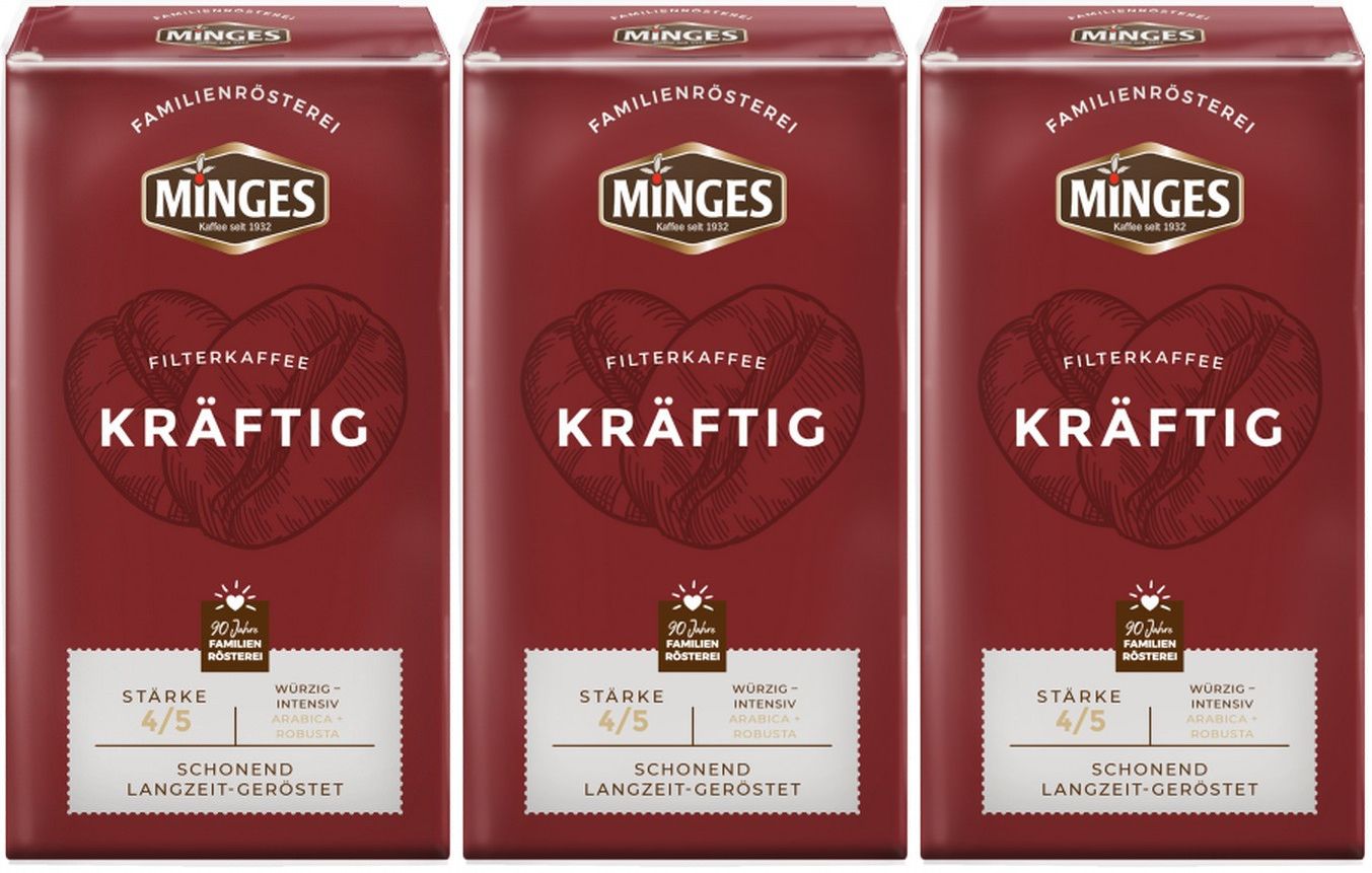 Кофе молотый Minges Kraftig натуральный жареный, 500 г х 3 шт