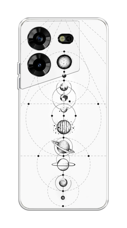 

Чехол на Tecno Pova 5 "Парад планет", Серый, 303950-2