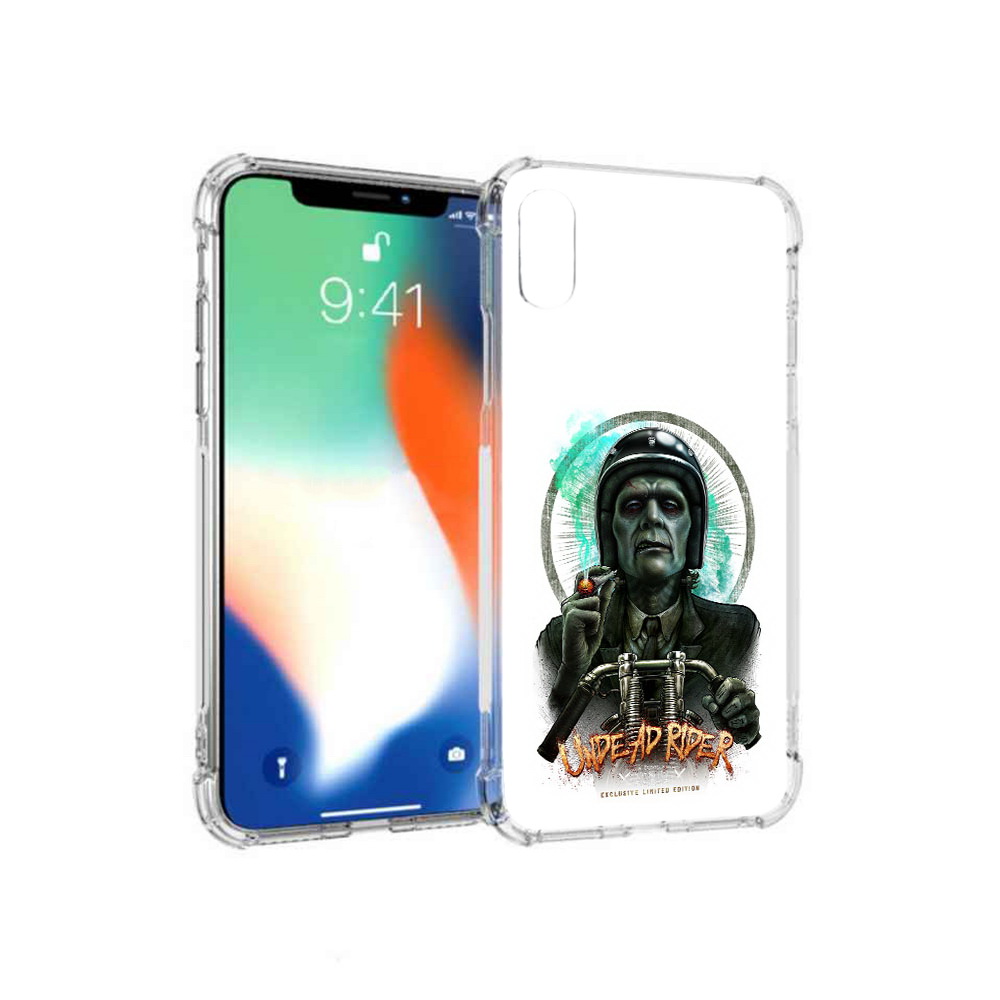 

Чехол MyPads Tocco для Apple iPhone XS Max зеленый мужчина с сигаретой на мотоцикле, Прозрачный, Tocco