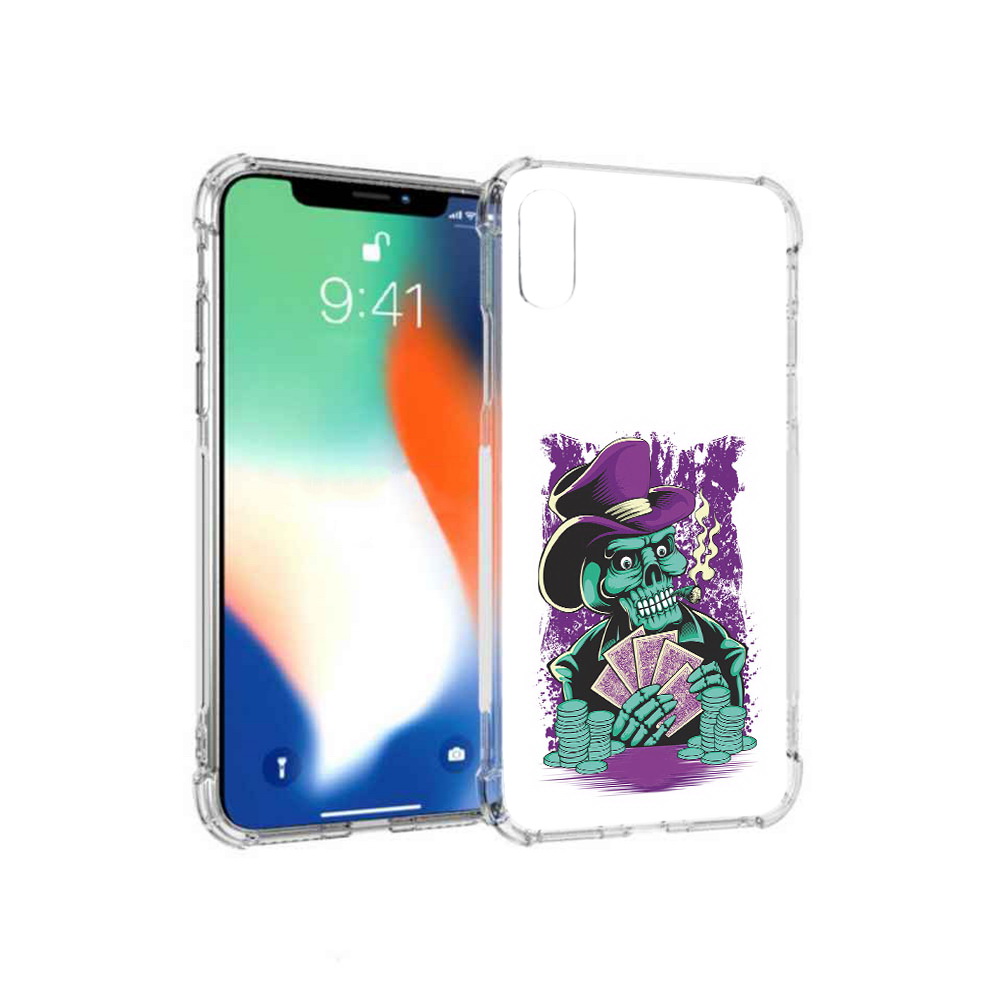 

Чехол MyPads Tocco для Apple iPhone XS Max зеленый череп с картами (PT117540.614.361), Прозрачный, Tocco