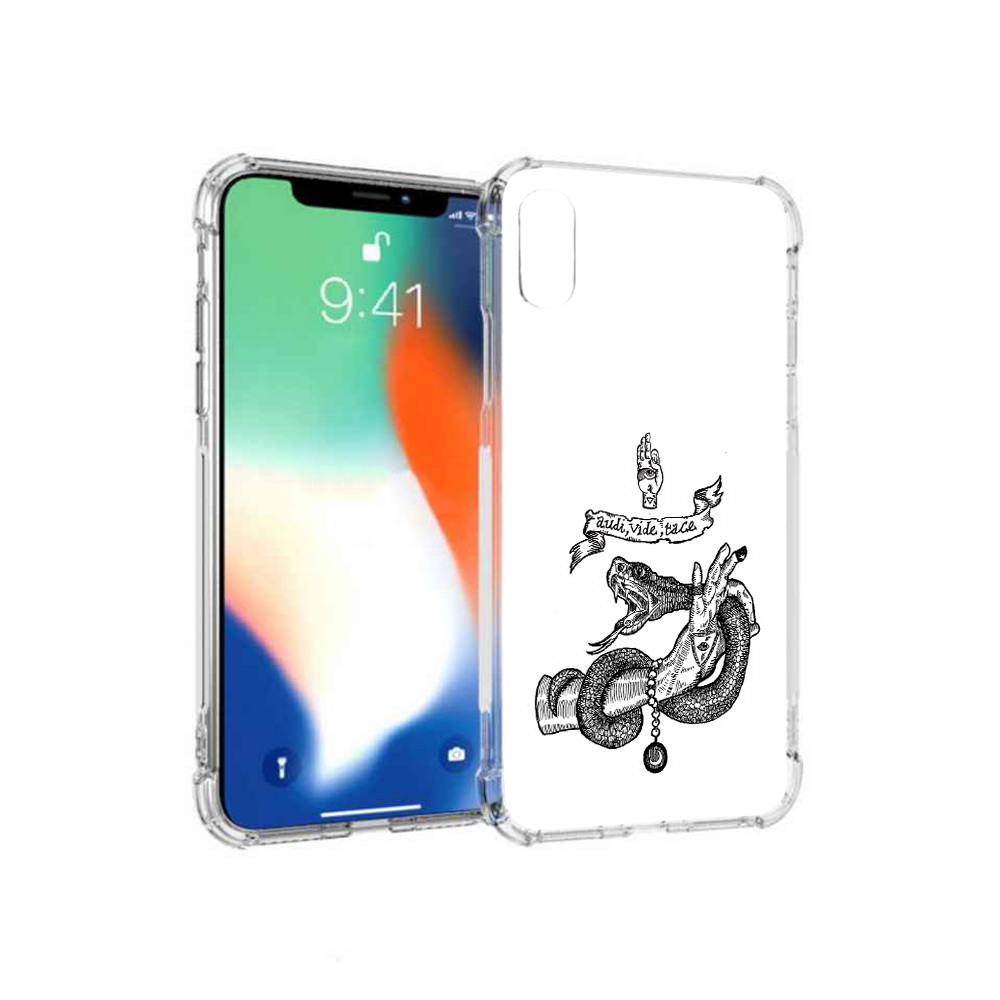 

Чехол MyPads Tocco для Apple iPhone XS Max змея на руке рисунок (PT117540.614.366), Прозрачный, Tocco