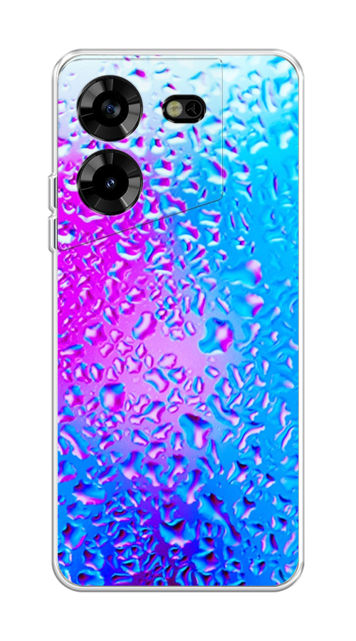 

Чехол на Tecno Pova 5 "Капли на стекле", Бирюзовый;розовый, 303950-3