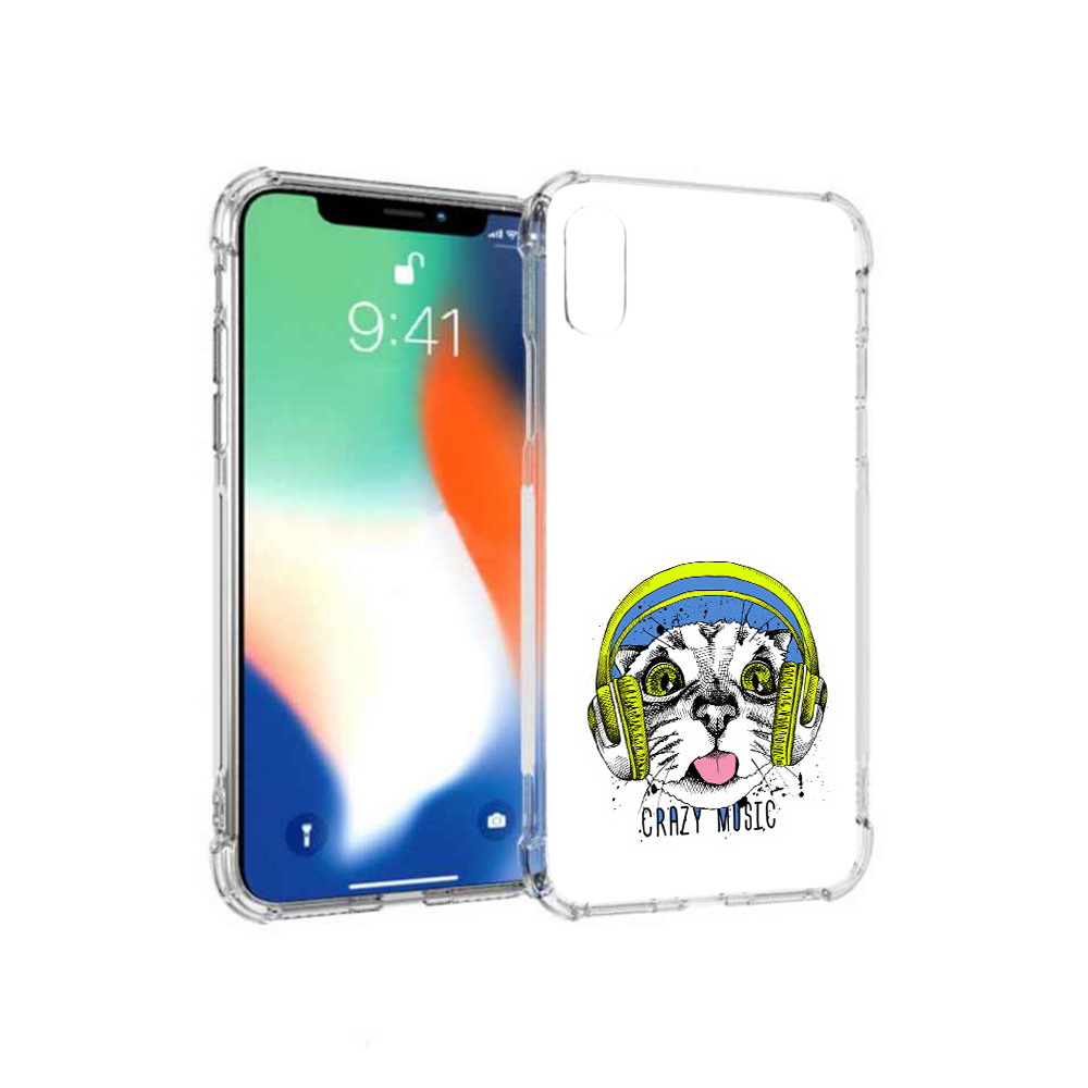 Чехол MyPads Tocco для Apple iPhone XS Max кошка в наушниках рисунок (PT117540.614.403)