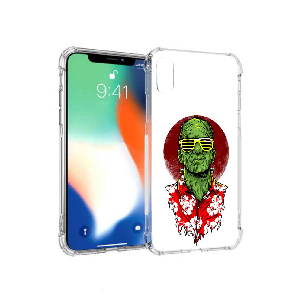 

Чехол MyPads Tocco для Apple iPhone XS Max крутой зеленый мужчина в очках, Прозрачный, Tocco