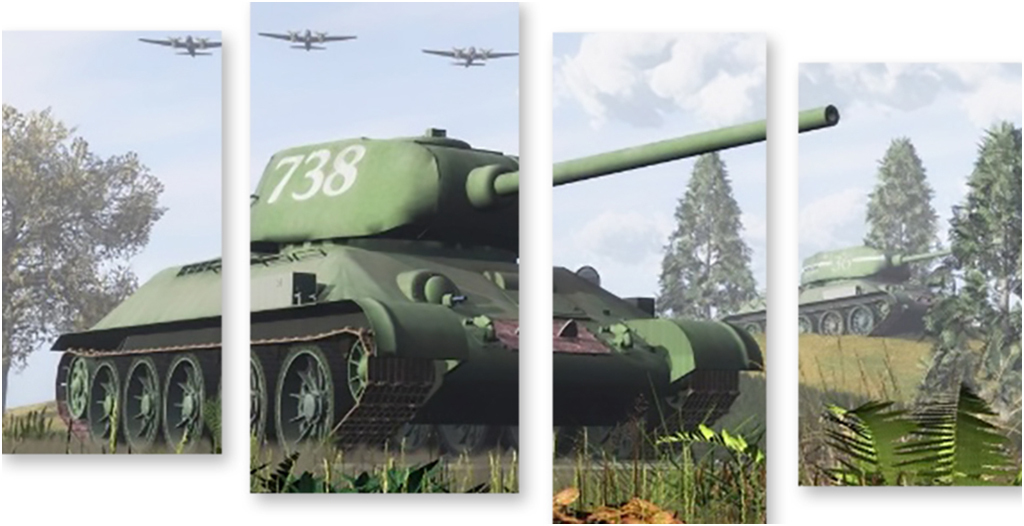 

Картина модульная на холсте Модулка Оборона 150x85 см, 2050