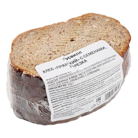 

Хлеб ВкусВилл Пражский ржано-пшеничный бездрожжевой с семенами в нарезке 200 г