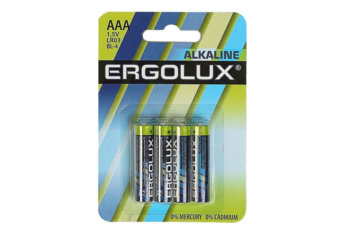 Элемент питания Ergolux Lr03/286 Bl4, комплект 20 батареек (5 упак. х 4шт.)