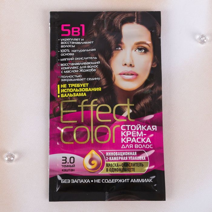 Cтойкая крем-краска для волос Fito косметик Effect Сolor тон тёмный каштан 50 мл