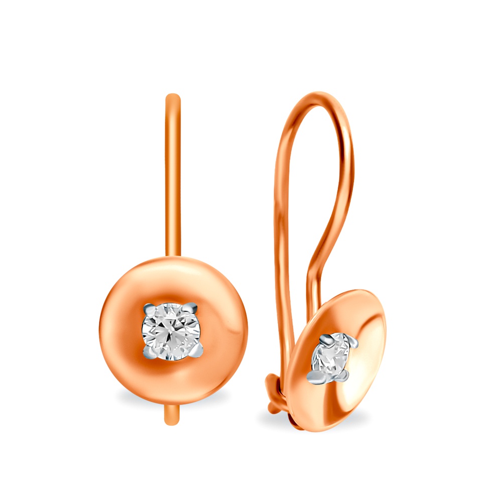

Серьги из красного золота 585Gold 602001482, фианит, 602001482